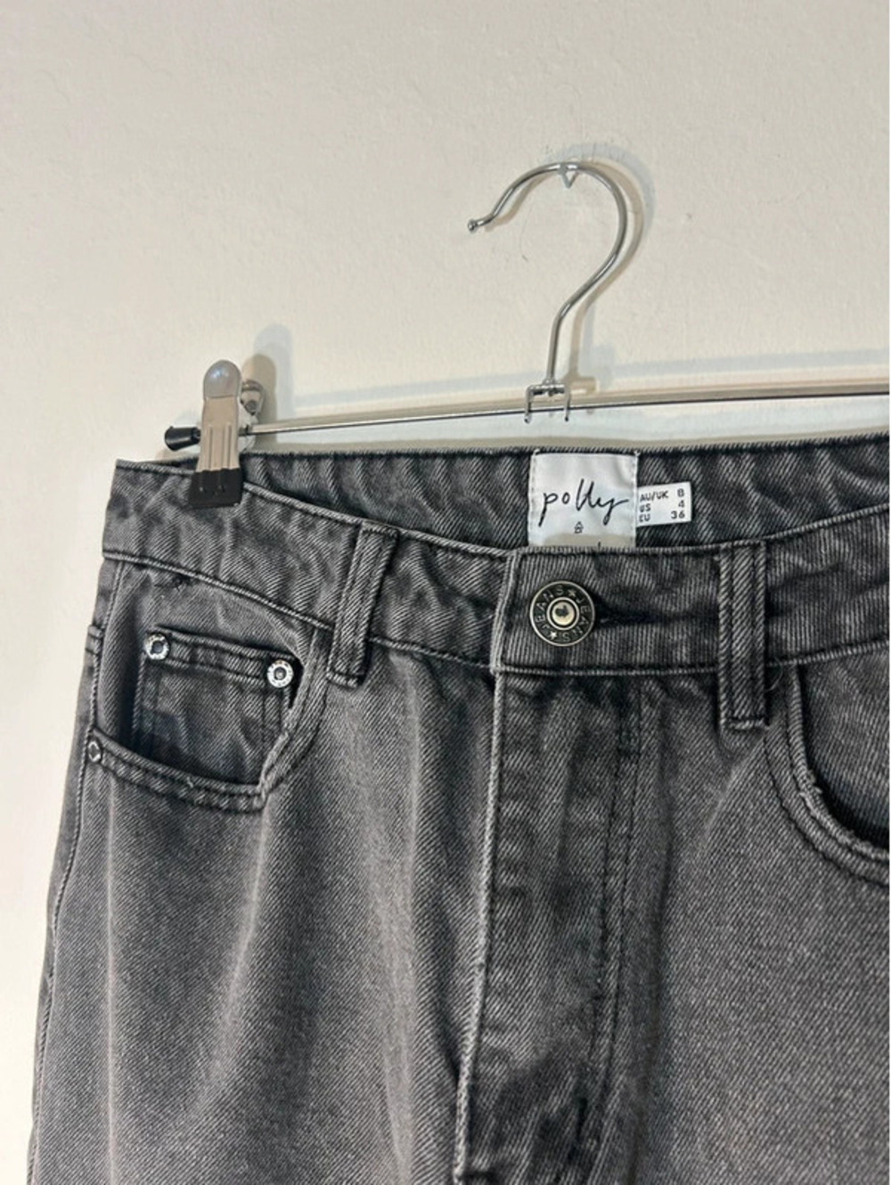 Y2K Gray Black Princess Polly High Waisted Denim Jeans